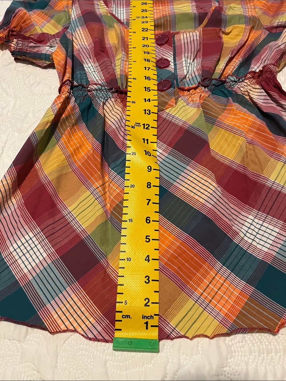 Lane Bryant Plaid Peplum Tunic - Burgundy, Teal, Mustard - Picture 2 of 14